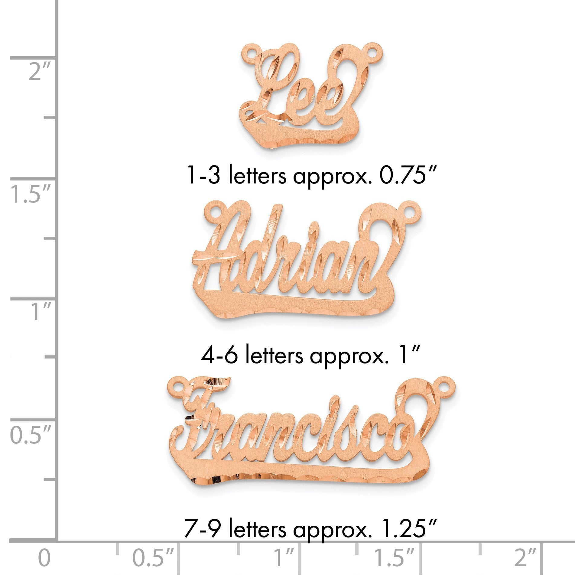 14K Roségold Satiniert Diamantiert Underlined Name Platte