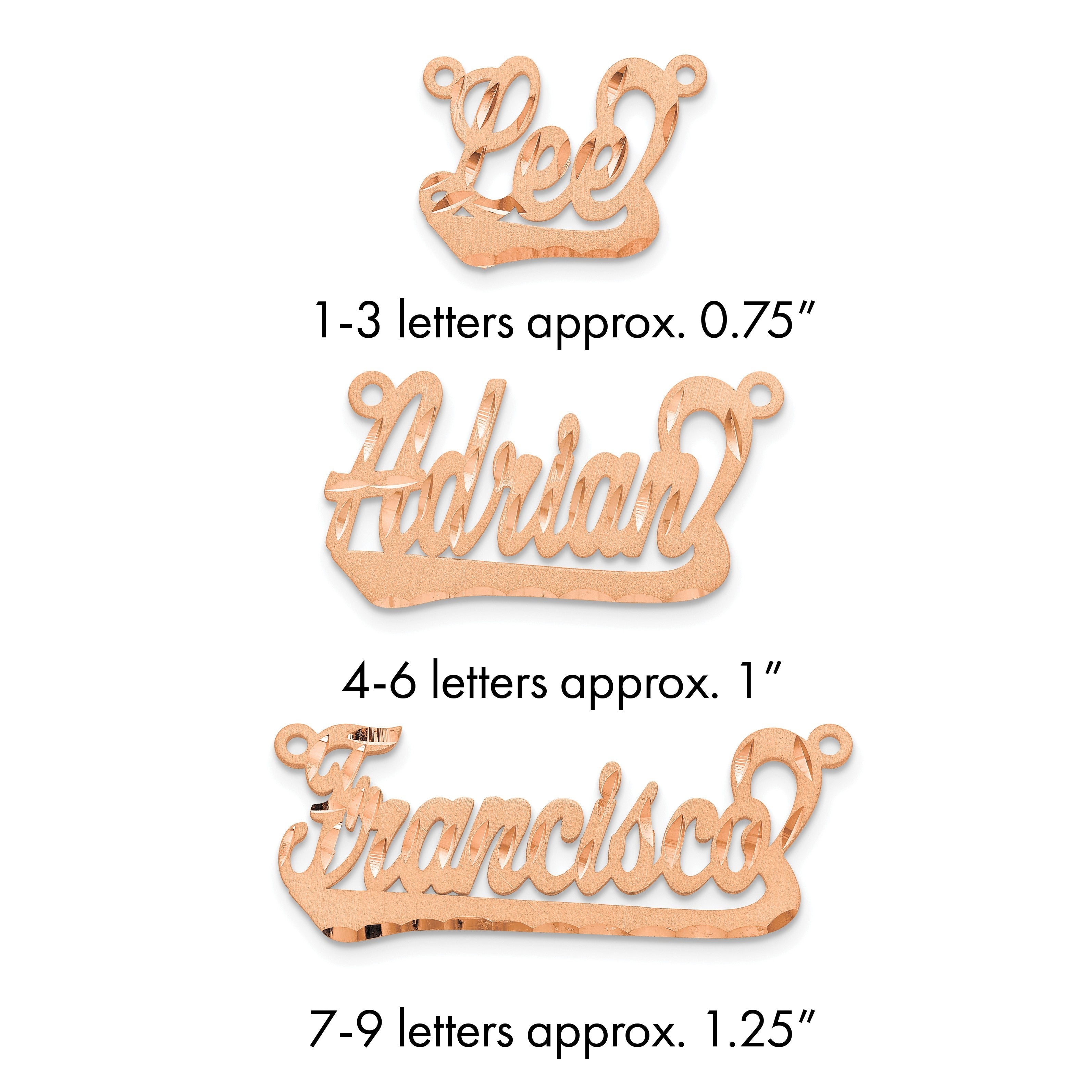 14K Roségold Satiniert Diamantiert Underlined Name Platte
