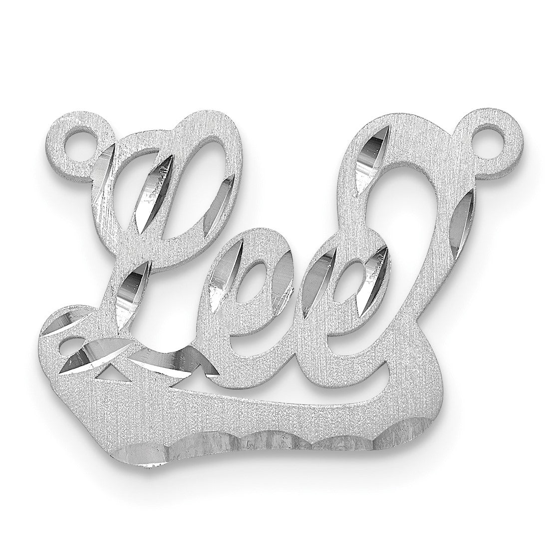 Sterlingsilber Rhodiniert Satiniert Diamantiert Underlined Name Platte