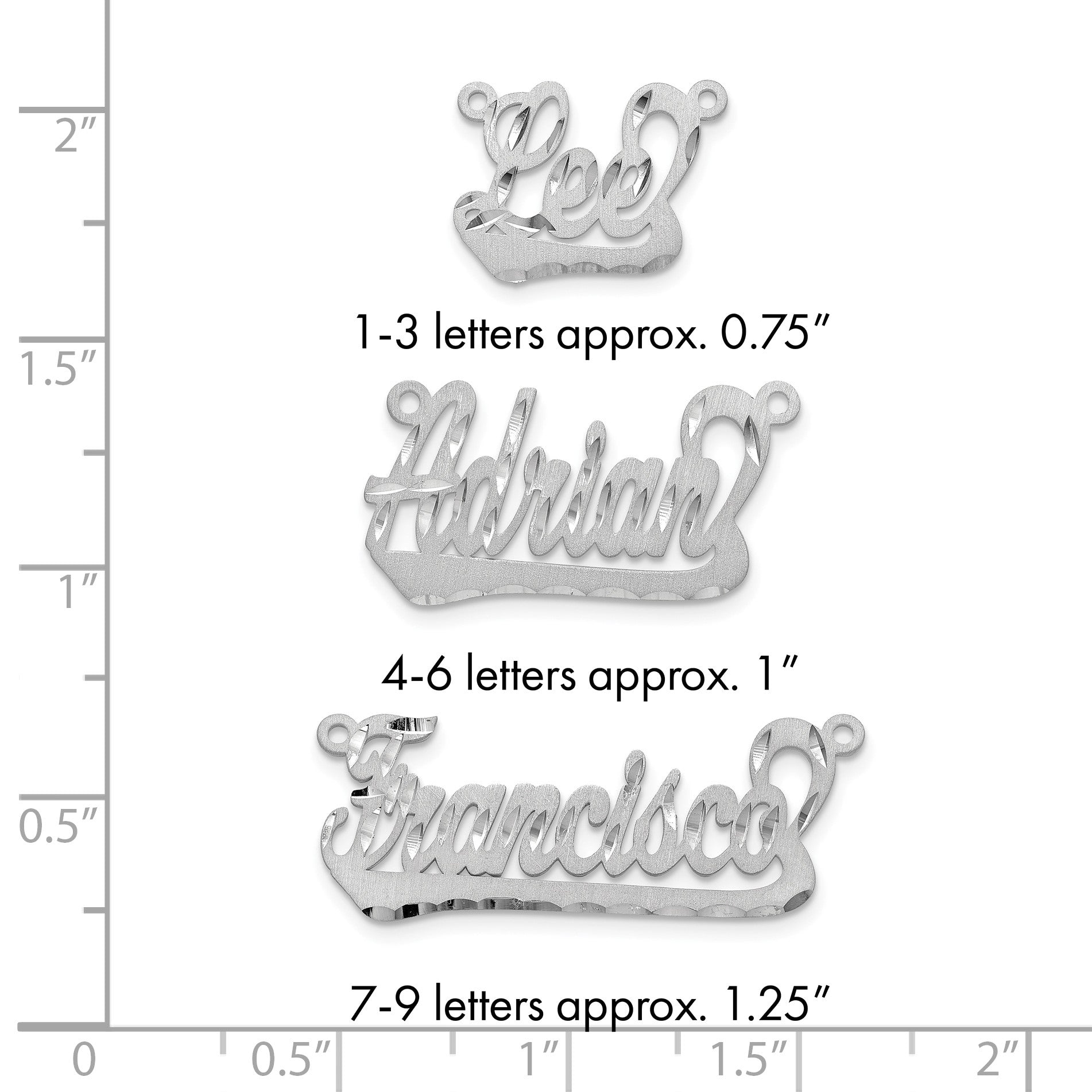 Sterlingsilber Rhodiniert Satiniert Diamantiert Underlined Name Platte