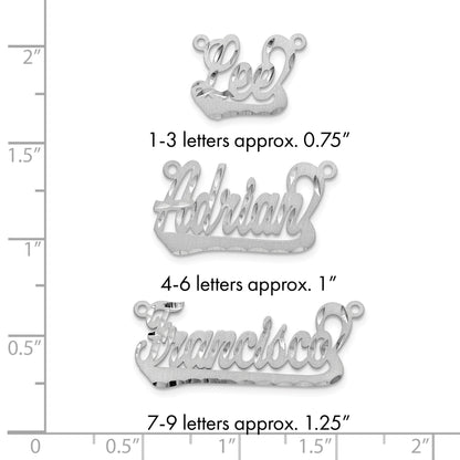 Sterlingsilber Rhodiniert Satiniert Diamantiert Underlined Name Platte