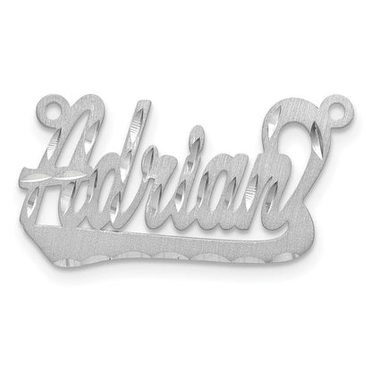 Sterlingsilber Rhodiniert Satiniert Diamantiert Underlined Name Platte