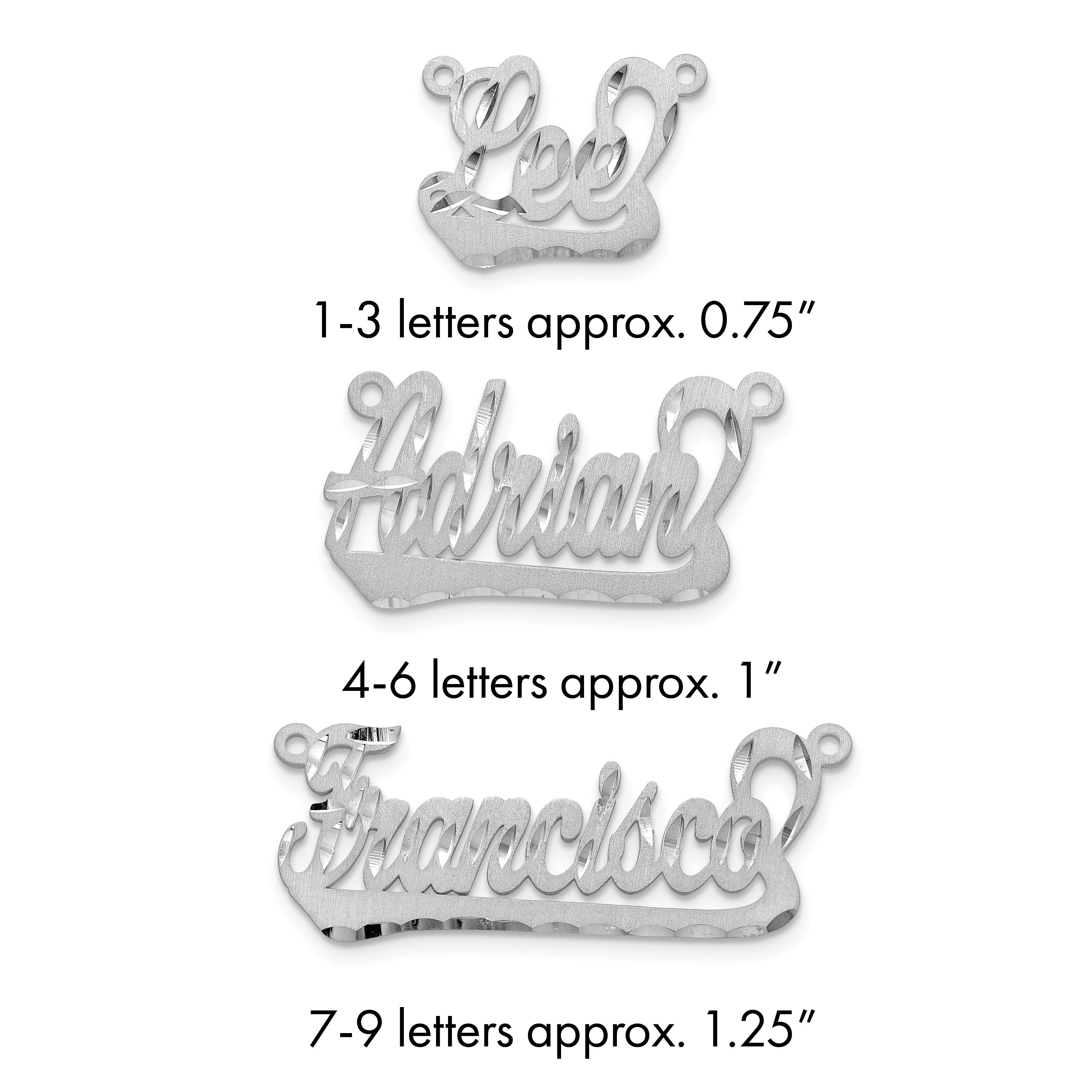 14K Weißgold Satiniert Diamantiert Underlined Name Platte