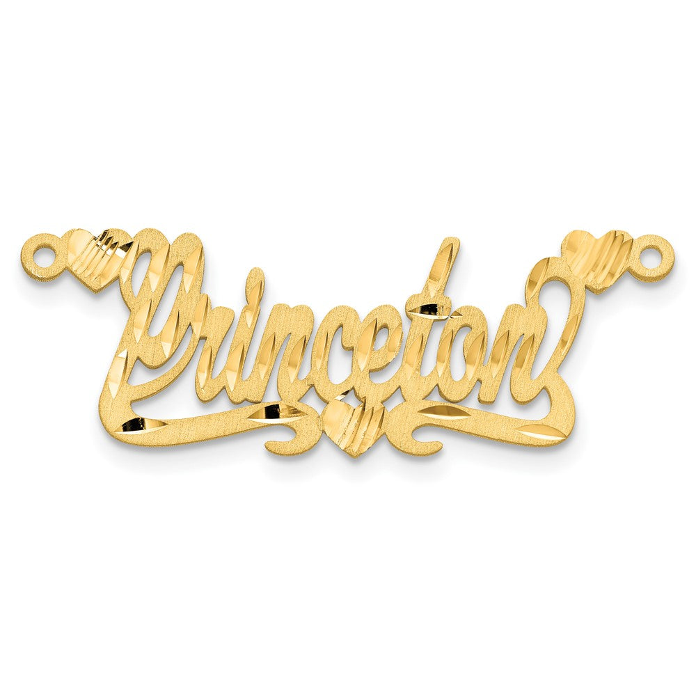Vergoldet Sterlingsilber /gold Satiniert Diamantiert Herzen Name Platte