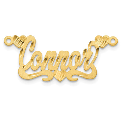 14K Gelbgold Satiniert Diamantiert Herzen Name Platte