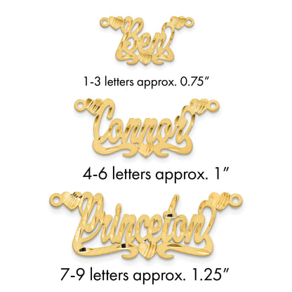 14K Gelbgold Satiniert Diamantiert Herzen Name Platte