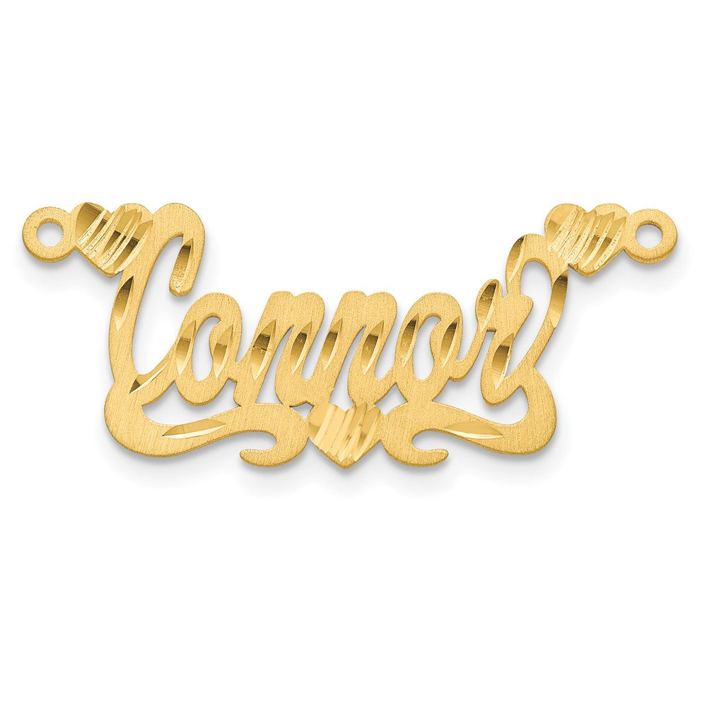 14K Gelbgold Satiniert Diamantiert Herzen Name Platte