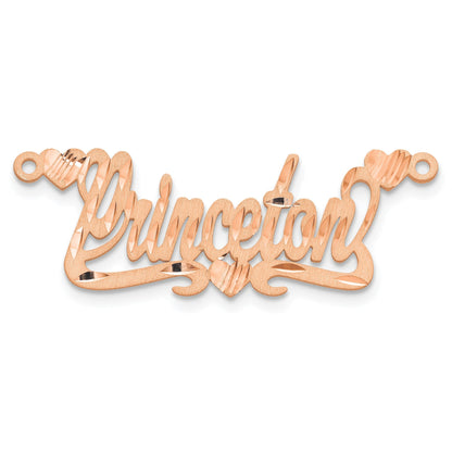14K Roségold Satiniert Diamantiert Herzen Name Platte