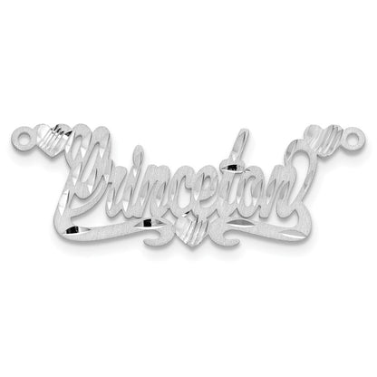 Sterlingsilber Silber/rhodiniert Satiniert Diamantiert Herzen Name Platte