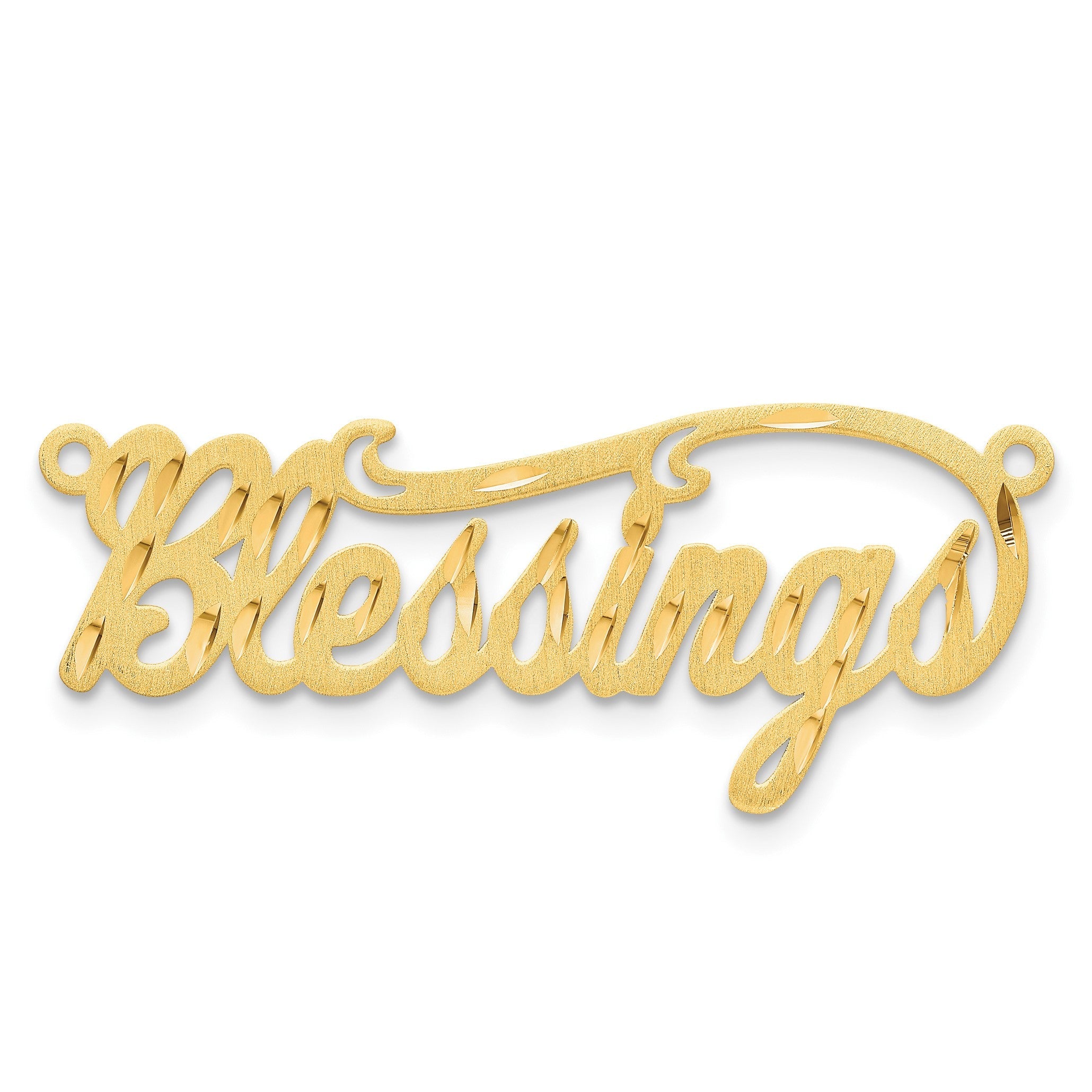 14K Gelbgold Satiniert Diamantiert Name Platte