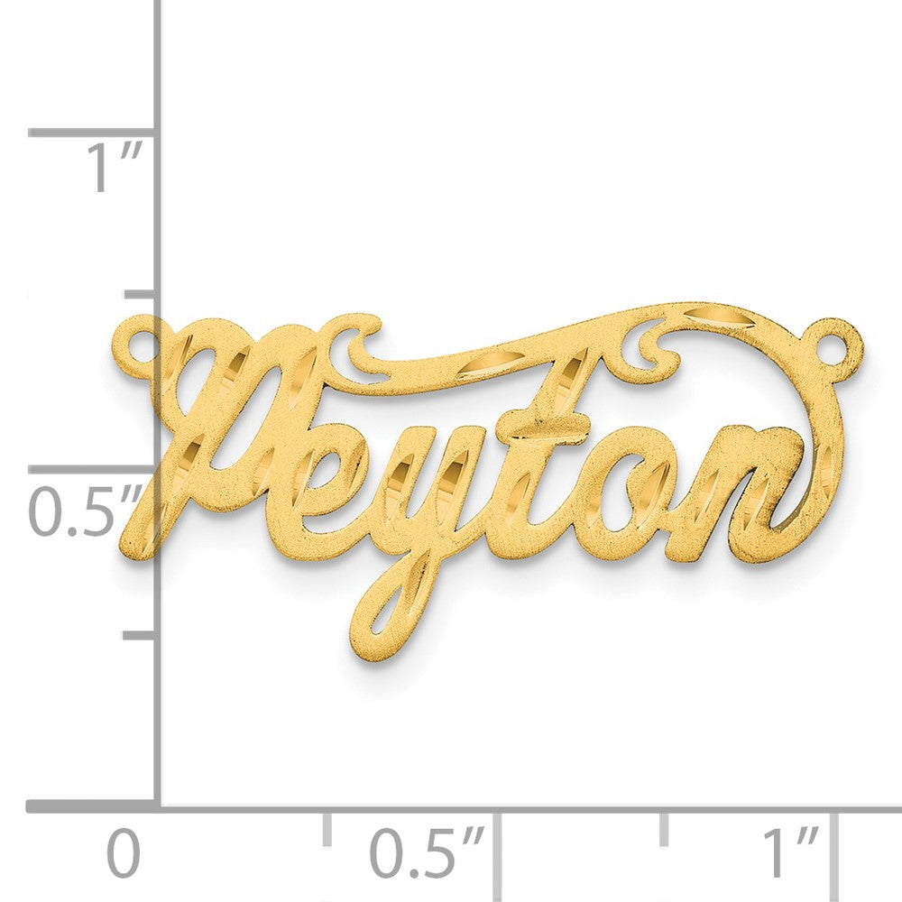 14K Gelbgold Satiniert Diamantiert Name Platte