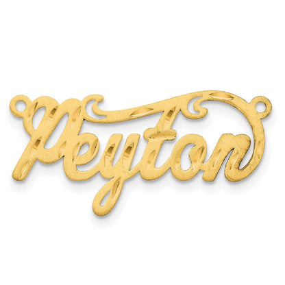 14K Gelbgold Satiniert Diamantiert Name Platte