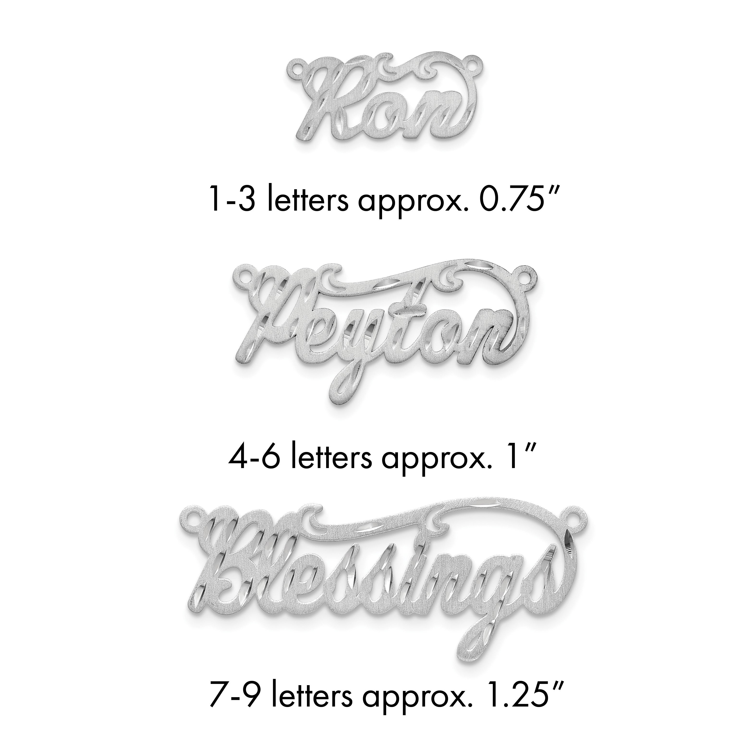 14K Weißgold Satiniert Diamantiert Name Platte