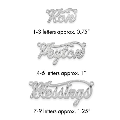 14K Weißgold Satiniert Diamantiert Name Platte
