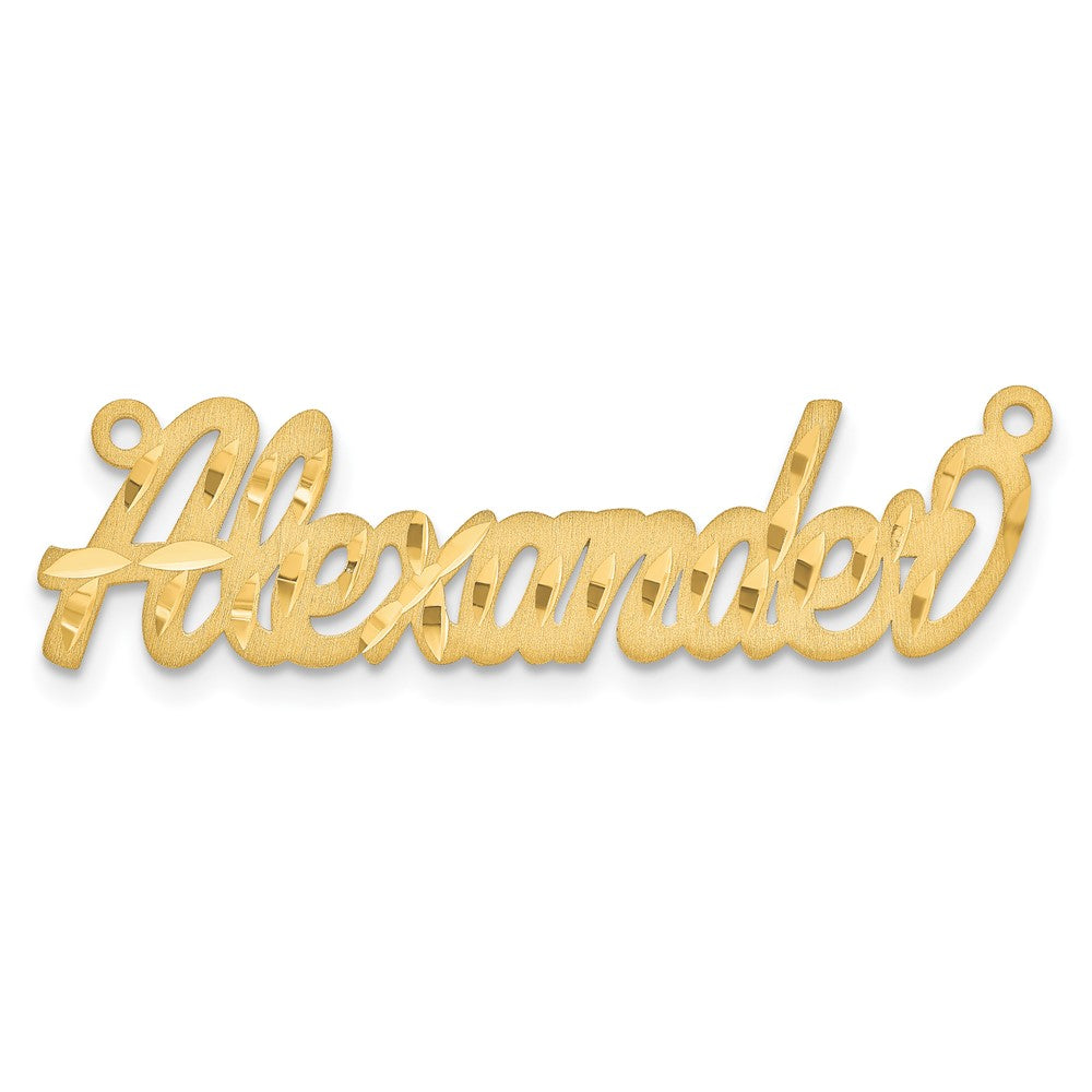 14K Gelbgold Satiniert Diamantiert Name Platte