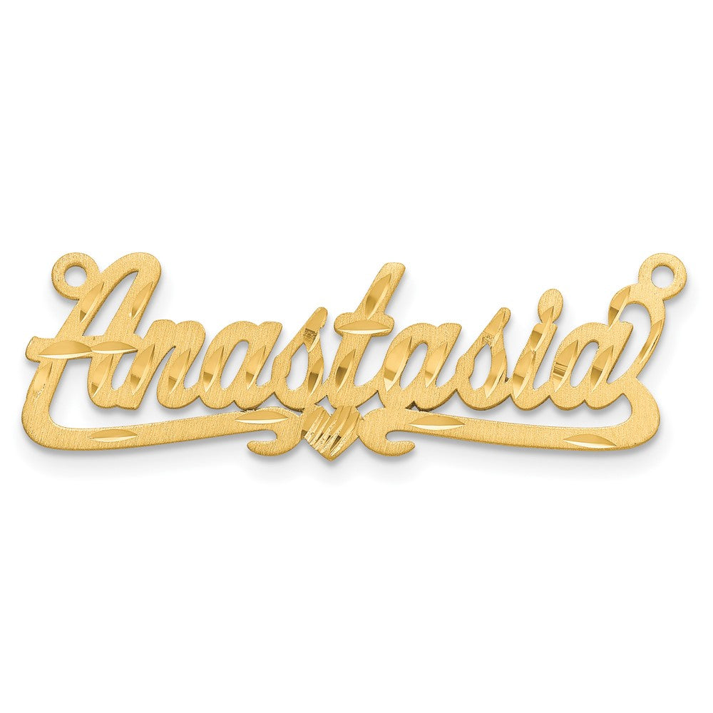 Vergoldet Sterlingsilber /gold Satiniert Diamantiert Herz Name Platte