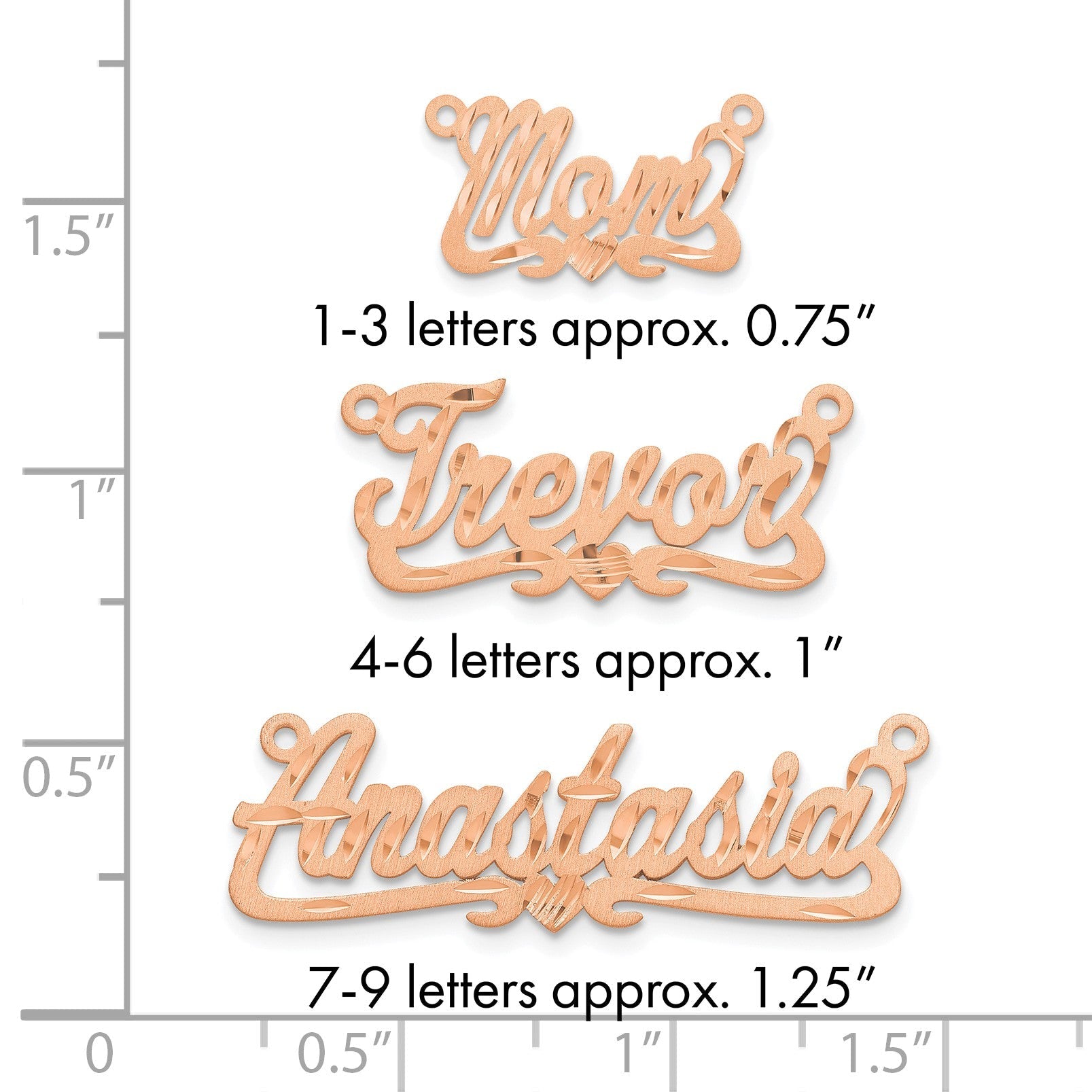 14K Roségold Satiniert Diamantiert Herz Name Platte