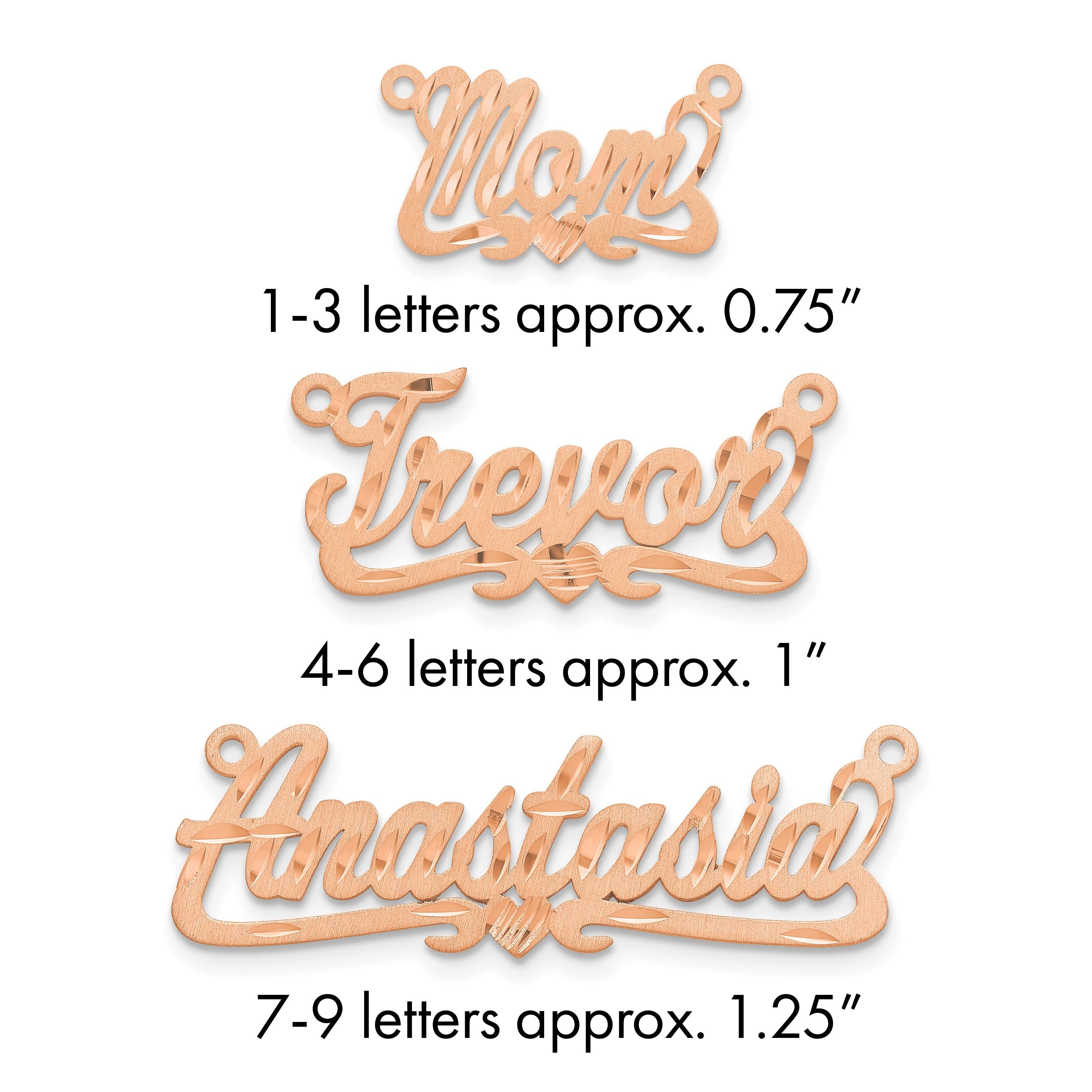 14K Roségold Satiniert Diamantiert Herz Name Platte