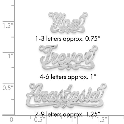 Sterlingsilber Silber/rhodiniert Satiniert Diamantiert Herz Name Platte