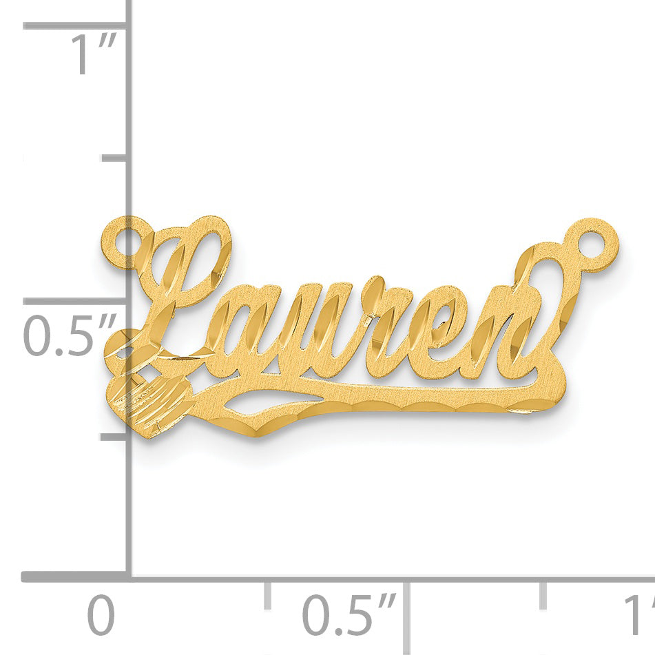 Vergoldet Sterlingsilber /gold Satiniert Diamantiert Herz Name Platte