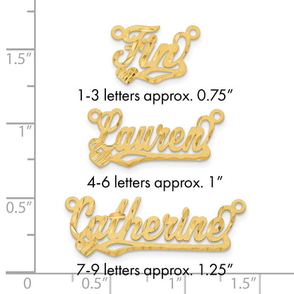 14K Gelbgold Satiniert Diamantiert Herz Name Platte
