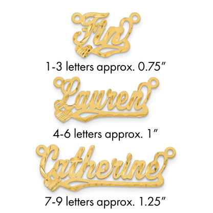 14K Gelbgold Satiniert Diamantiert Herz Name Platte