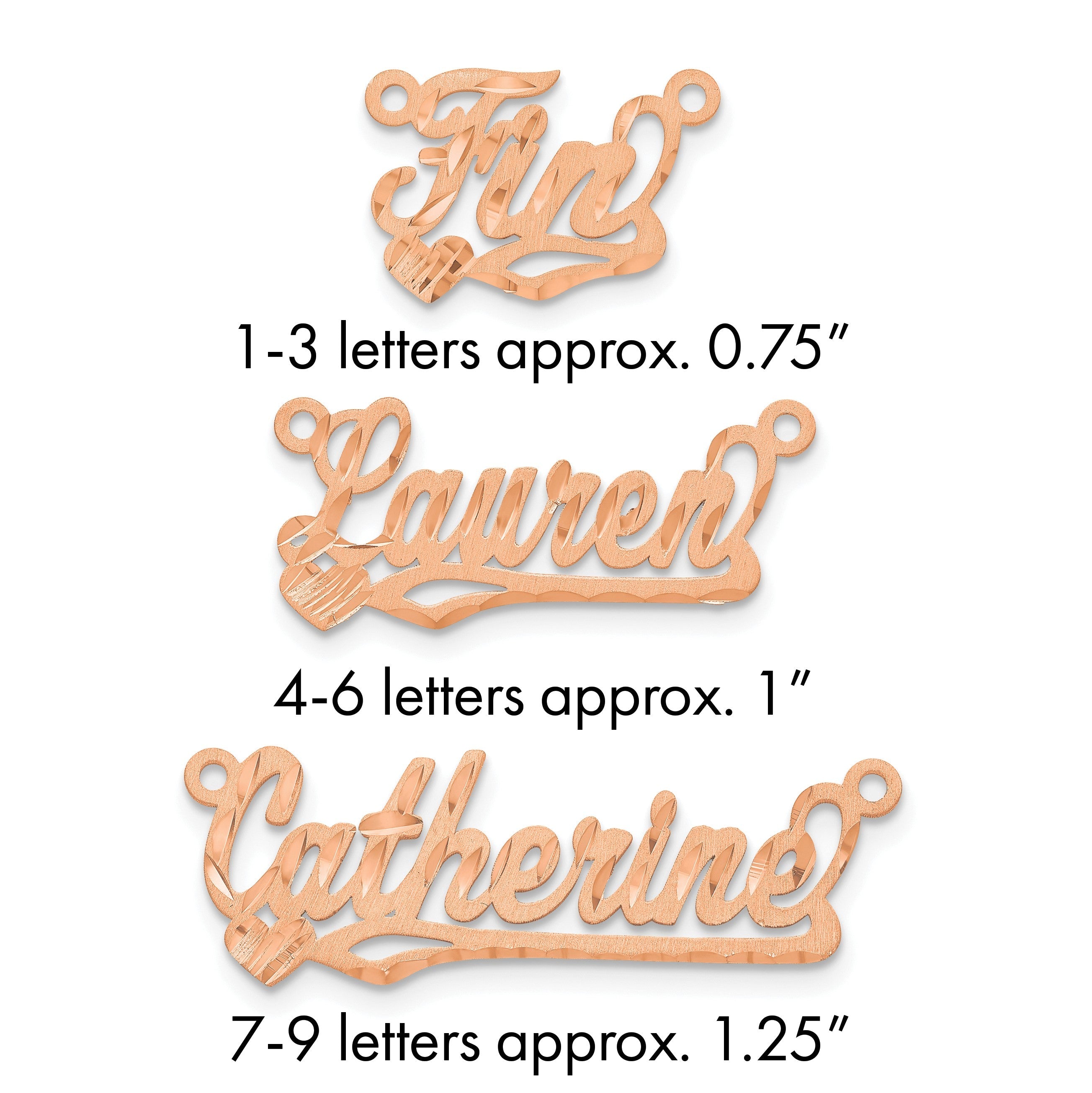 14K Roségold Satiniert Diamantiert Herz Name Platte