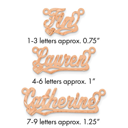 14K Roségold Satiniert Diamantiert Herz Name Platte