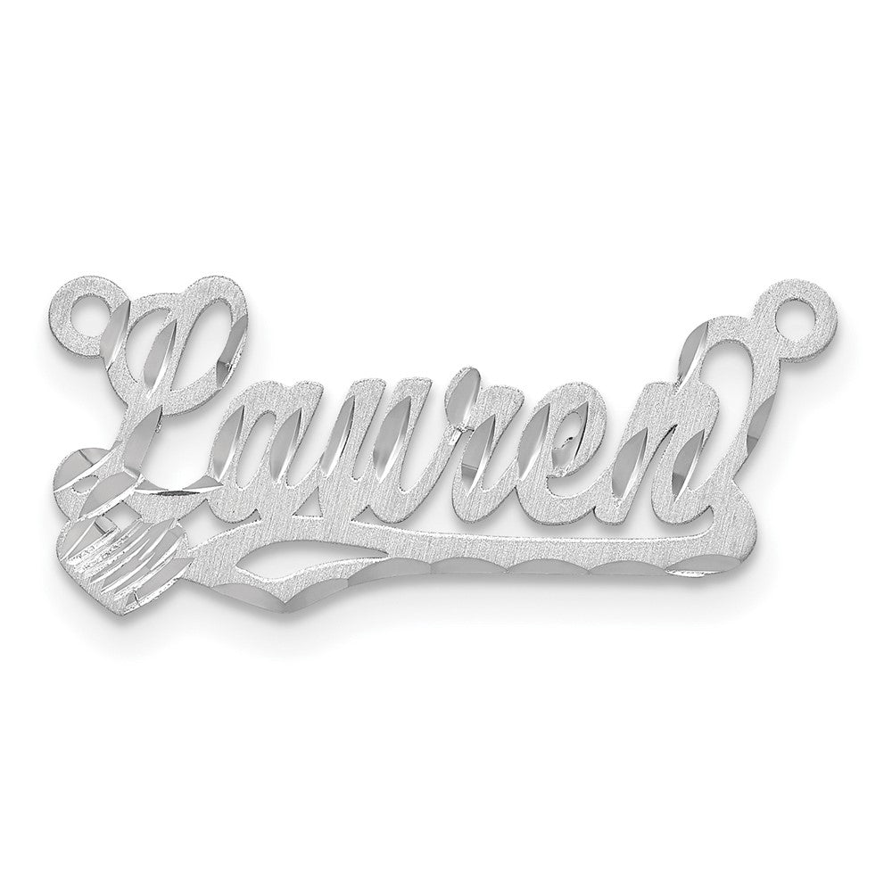 Sterlingsilber Silber/rhodiniert Satiniert Diamantiert Herz Name Platte