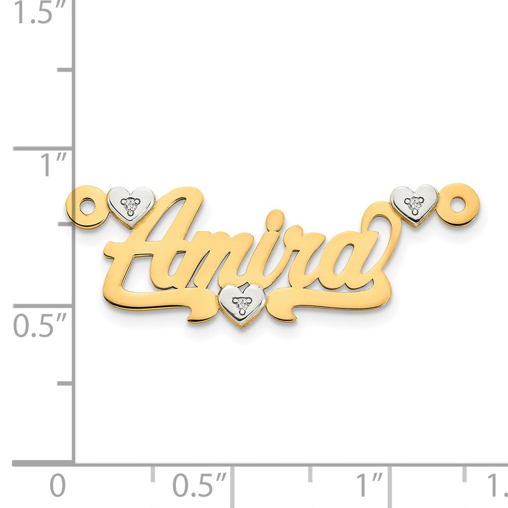 14K Bicolor Namensplatte mit 0,02 ct. Diamant
