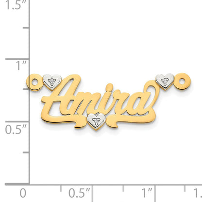 14K Bicolor Namensplatte mit 0,02 ct. Diamant