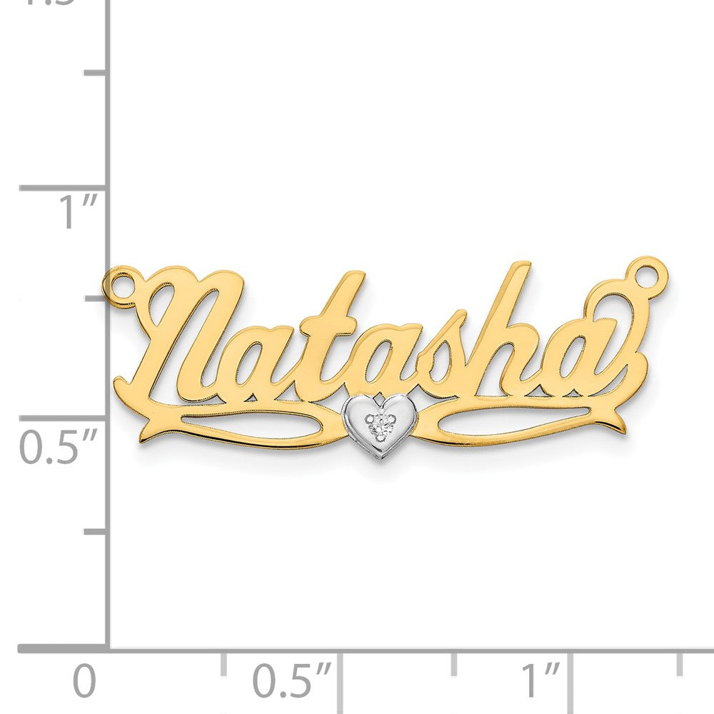 14K Bicolor Namensplatte mit 0,005 ct. Diamant