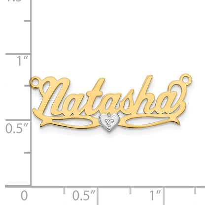 14K Bicolor Namensplatte mit 0,005 ct. Diamant