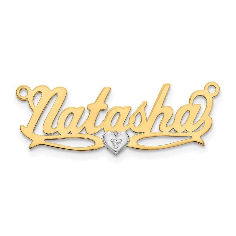 14K Bicolor Namensplatte mit 0,005 ct. Diamant