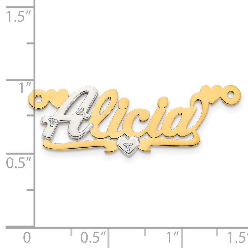 14K Bicolor Namensplatte mit 0,02 ct. Diamant