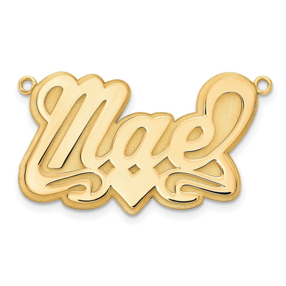 14K Gelbgold 3d Poliert Herz Name Platte