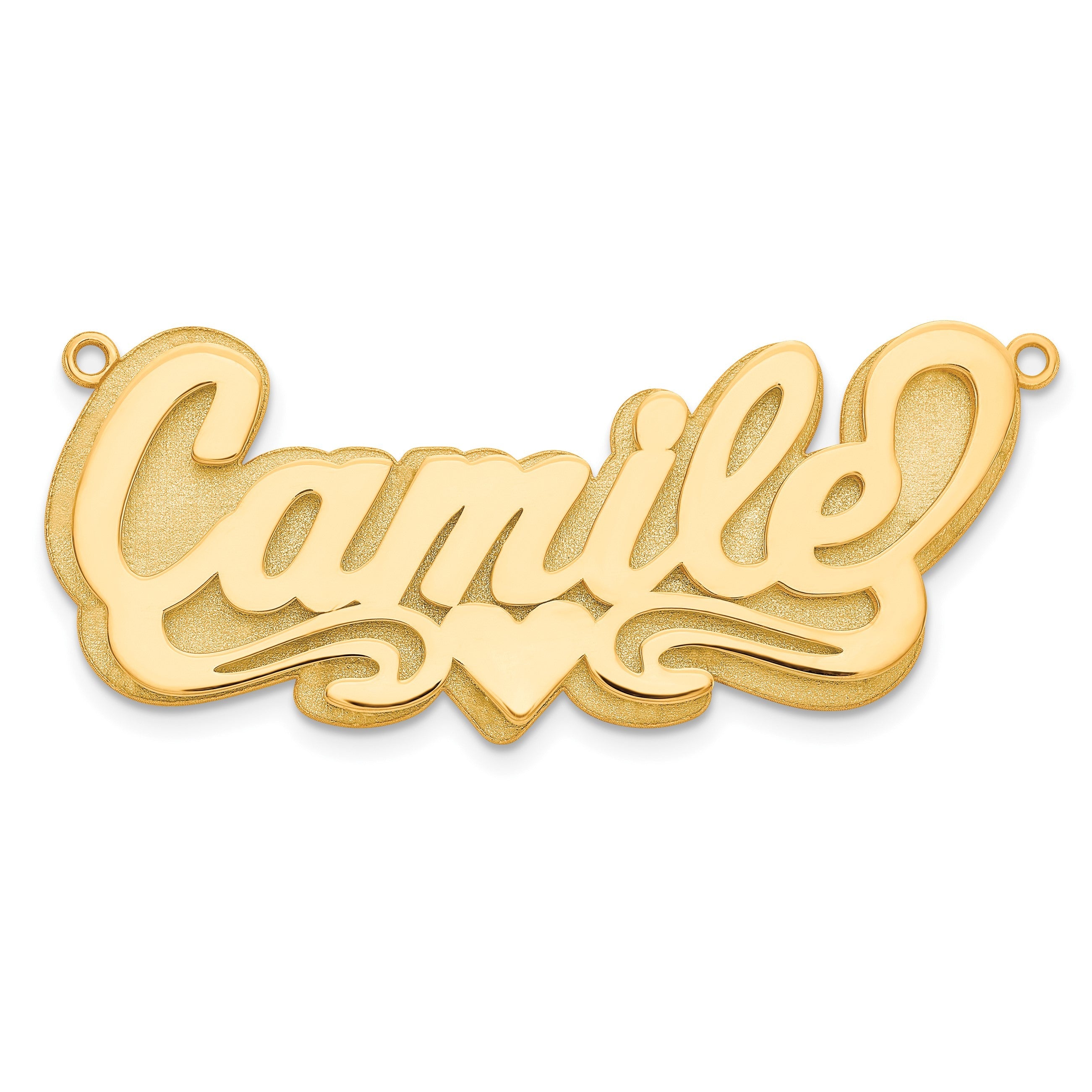 Vergoldet Sterlingsilber /gold 3d Poliert Herz Name Platte