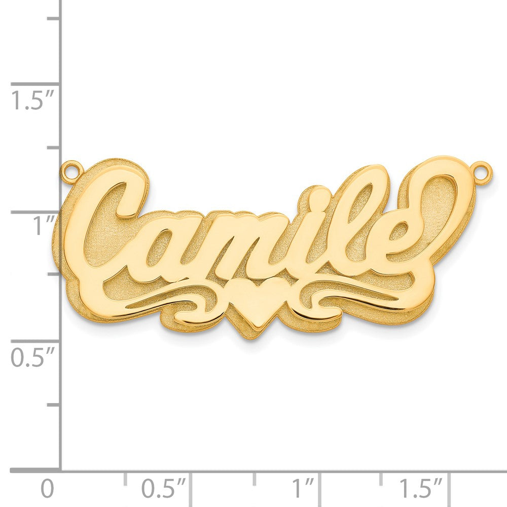 Vergoldet Sterlingsilber /gold 3d Poliert Herz Name Platte