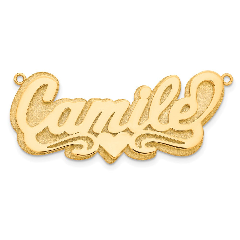 14K Gelbgold 3d Poliert Herz Name Platte