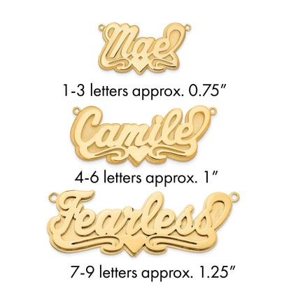 Vergoldet Sterlingsilber /gold 3d Poliert Herz Name Platte