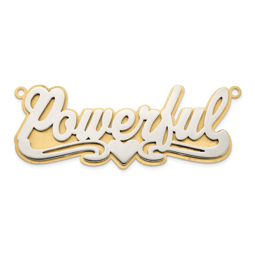 14K Bicolor 3d Poliert Name Platte