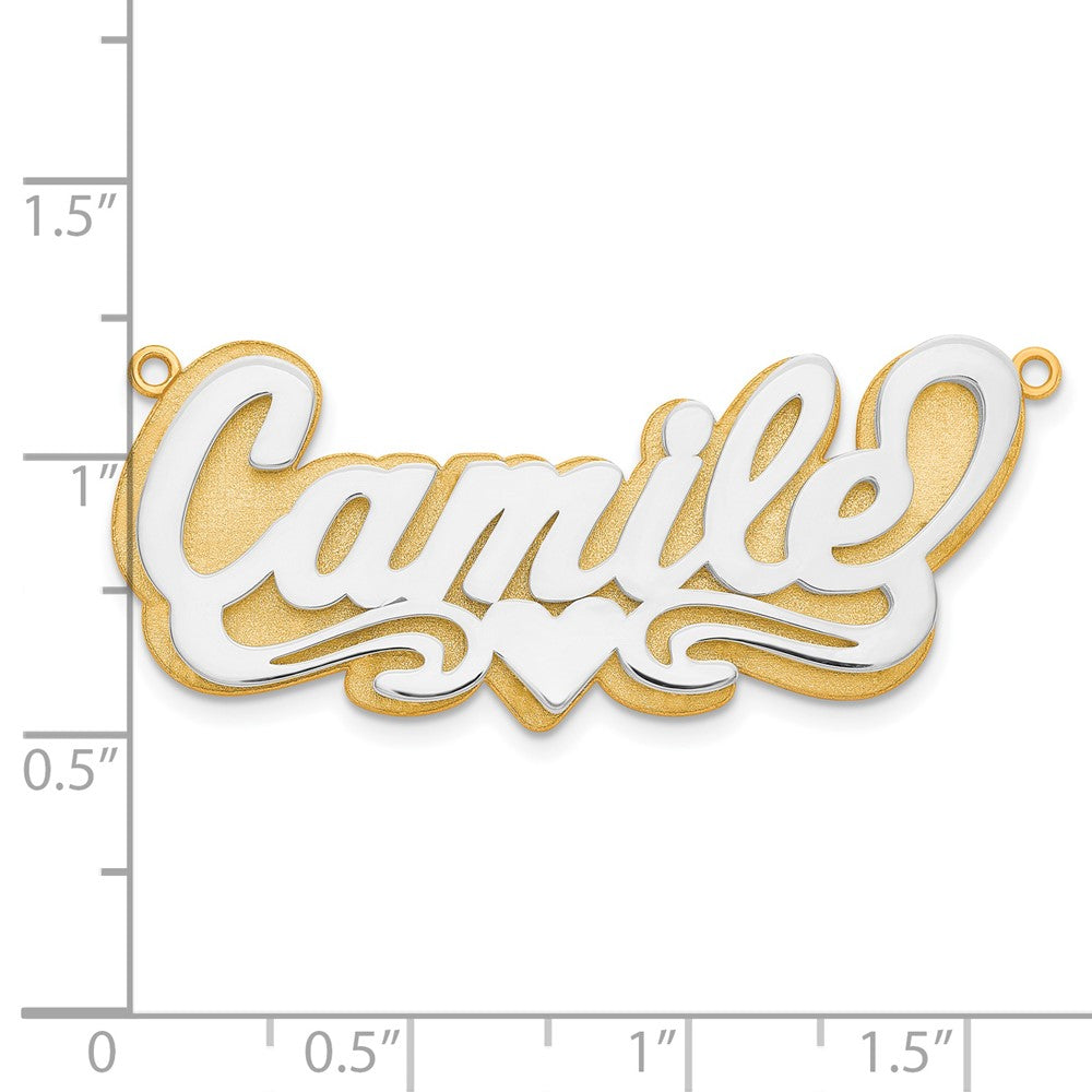 14K Bicolor 3d Poliert Name Platte