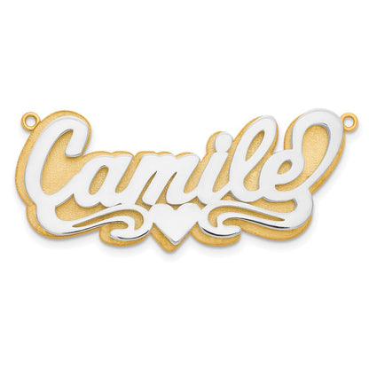 14K Bicolor 3d Poliert Name Platte