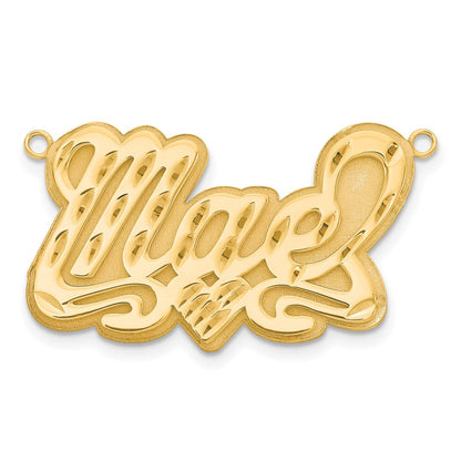14K Gelbgold 3d Diamantiert Herz Name Platte