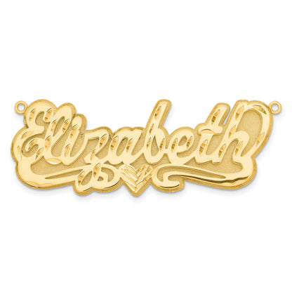 14K Gelbgold 3d Diamantiert Herz Name Platte