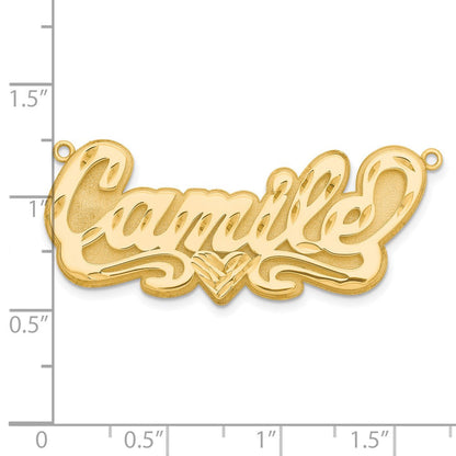 14K Gelbgold 3d Diamantiert Herz Name Platte