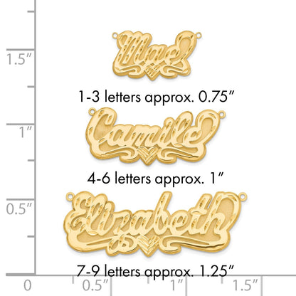 Vergoldet Sterlingsilber /gold 3d Diamantiert Herz Name Platte