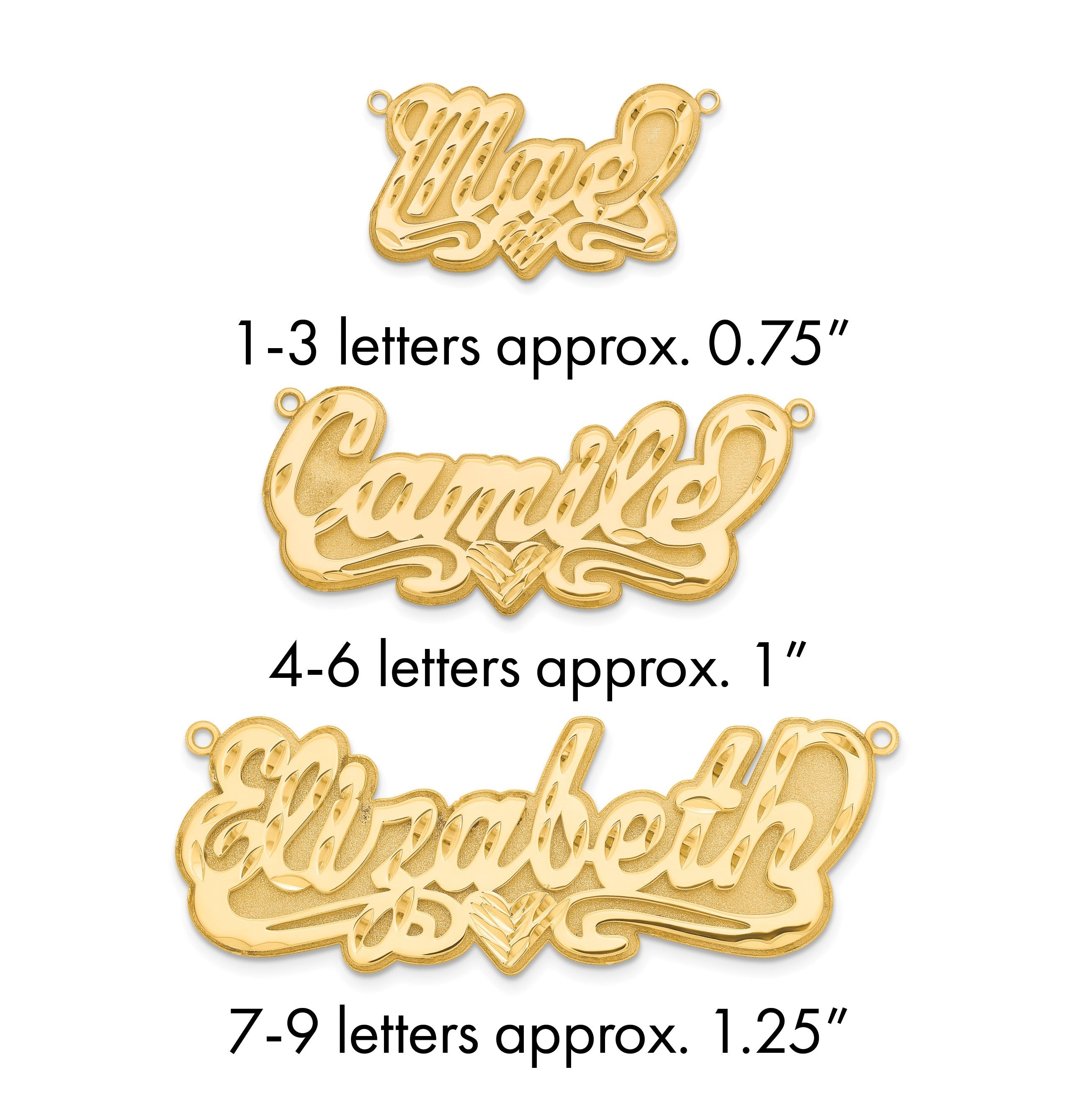 Vergoldet Sterlingsilber /gold 3d Diamantiert Herz Name Platte