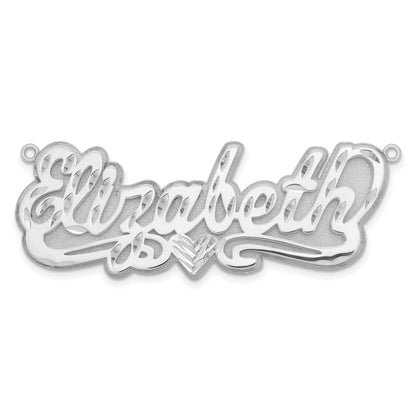Sterlingsilber Rhodiniert 3d Diamantiert Herz Name Platte