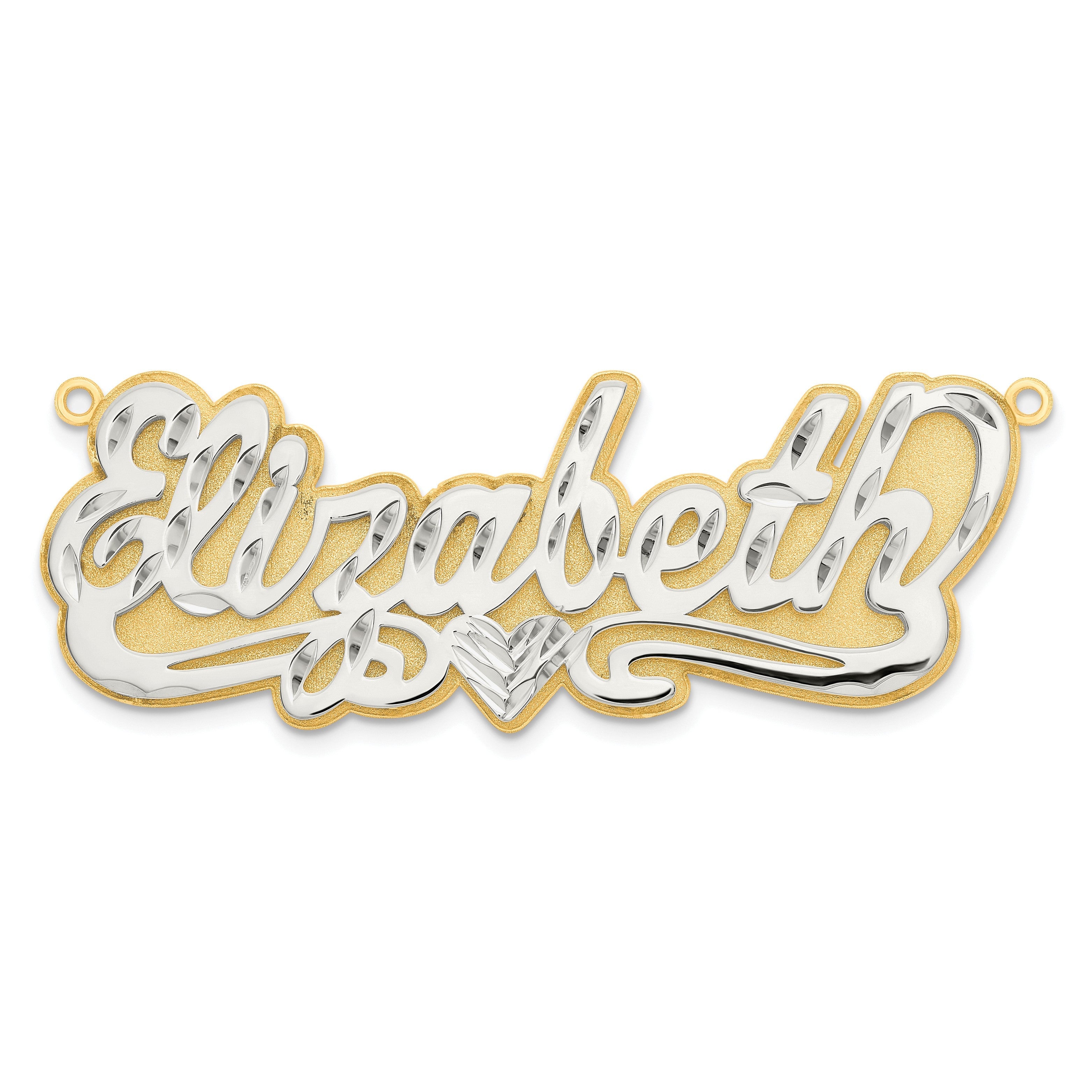 14K Bicolor 3d Diamantiert Name Platte